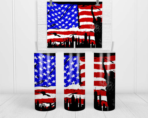 American Flag with Liberty Statue Double Insulated Stainless Steel Tumbler