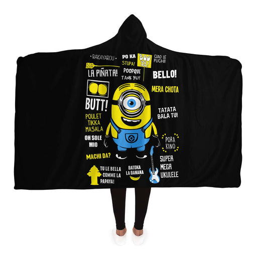 Minion Famous Quotes Hooded Blanket - Adult / Premium Sherpa
