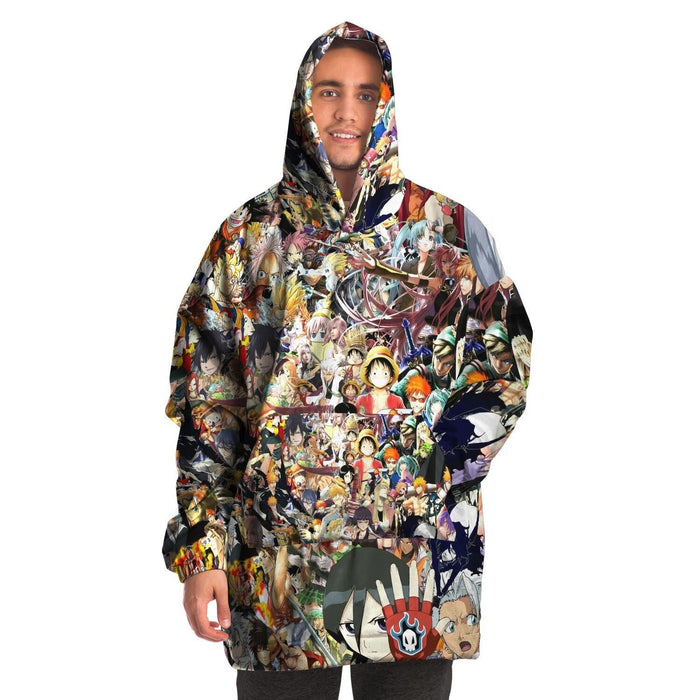Anime Collage All Over Print Snug Hoodie - ONSIZE