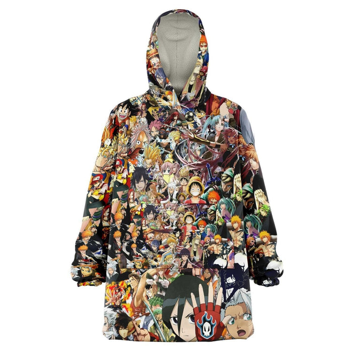 Anime Collage All Over Print Snug Hoodie - ONSIZE