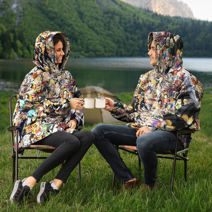 Anime Collage All Over Print Snug Hoodie - ONSIZE