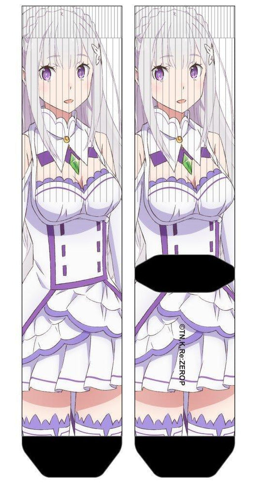 Emilia Sublimated Crew Sock Re:Zero Starting Life in Another World - One Size / White