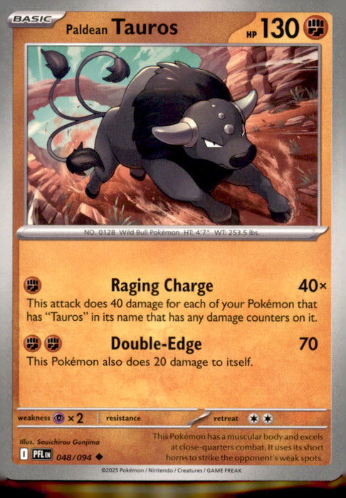 Paldean Tauros 048/094 Uncommon Phantasmal Flames Pokemon Near Mint