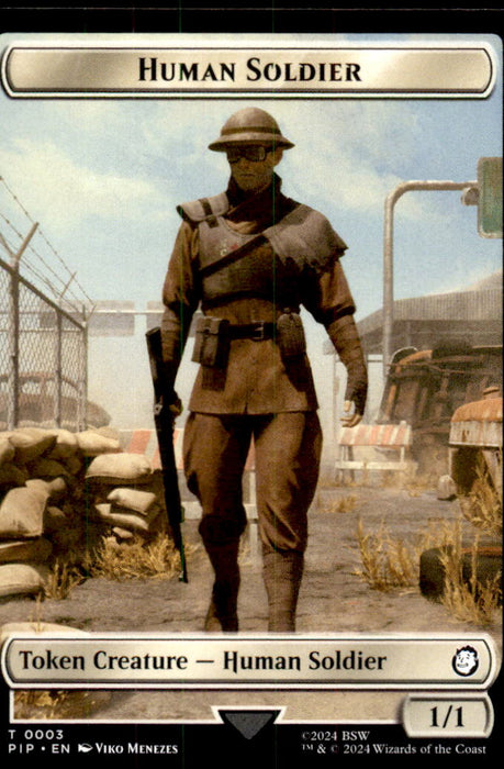 Settlement // Human Soldier Double-Sided Token 8 // 3 Universes Beyond: Fallout Magic: The Gathering NM