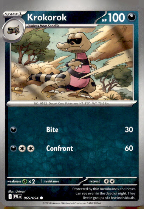 Krokorok 065/094 Common Phantasmal Flames Pokemon Near Mint