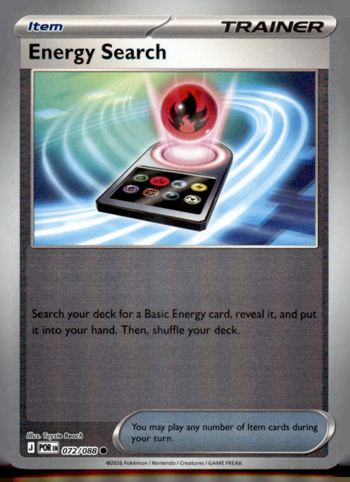 Energy Search 072/088 Common Perfect Order Pokemon Reverse Holo Near Mint