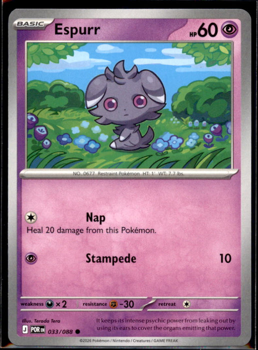Espurr 033/088 Common Perfect Order Pokemon Near Mint