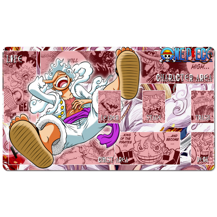 gear 5 luffy deck Gear 5 Luffy Anime Playmat 14x24 — Nurdtyme LLC