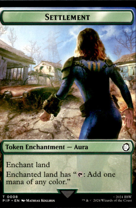 Settlement // Human Soldier Double-Sided Token 8 // 3 Universes Beyond: Fallout Magic: The Gathering NM