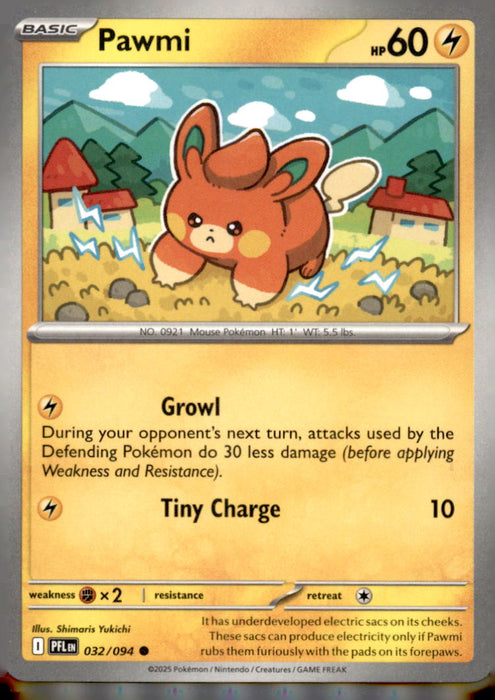 Pawmi 032/094 Common Phantasmal Flames Pokemon Near Mint