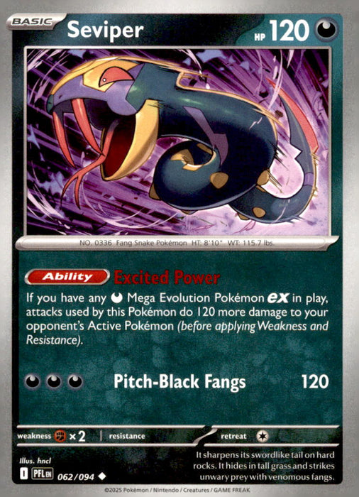 Seviper 062/094 Uncommon Phantasmal Flames Pokemon Near Mint