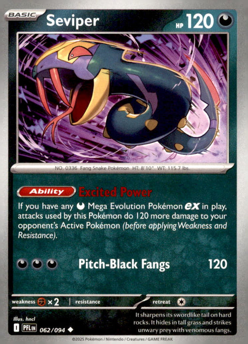 Seviper 062/094 Uncommon Phantasmal Flames Pokemon Near Mint