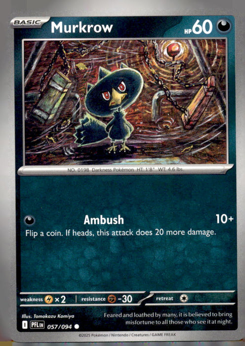 Murkrow 057/094 Common Phantasmal Flames Pokemon Near Mint