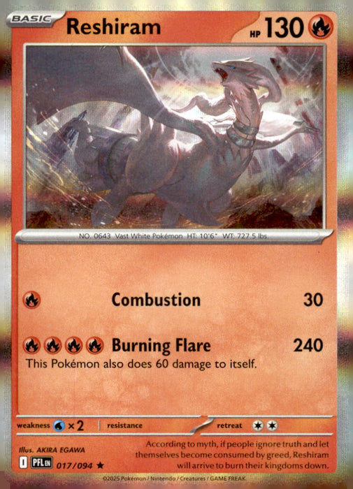 Reshiram 017/094 Rare Phantasmal Flames Pokemon Holo Near Mint