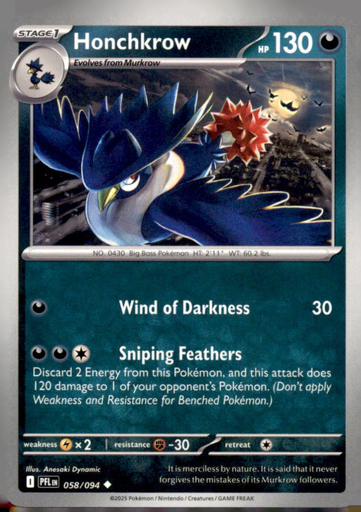 Honchkrow 058/094 Uncommon Phantasmal Flames Pokemon Near Mint