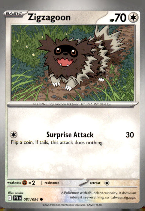 Zigzagoon 081/094 Common Phantasmal Flames Pokemon Near Mint