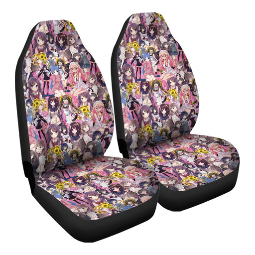 Anime Waifu Collage Car Seat Covers - One size