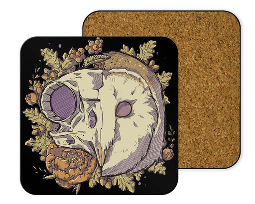 Autumn Barn Owl Skull Coasters