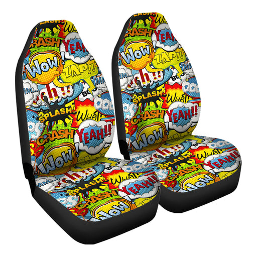 Comic Book Speech Bubbles Pattern 14 Car Seat Covers - One size