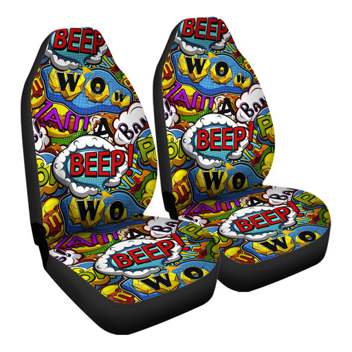 Comic Book Speech Bubbles Pattern 20 Car Seat Covers - One size