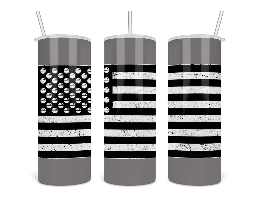 Death Stars And Stripes Black White Double Insulated Stainless Steel Tumbler