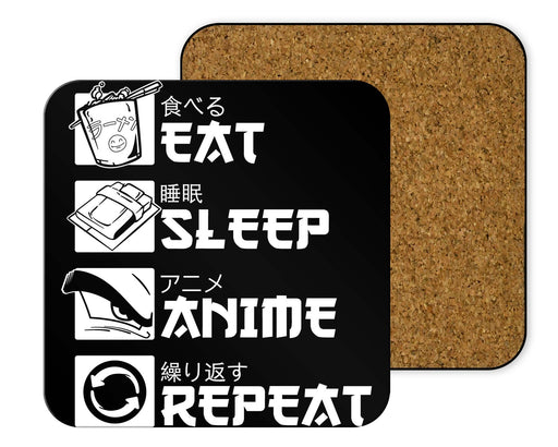 Eat Sleep Anime Coasters