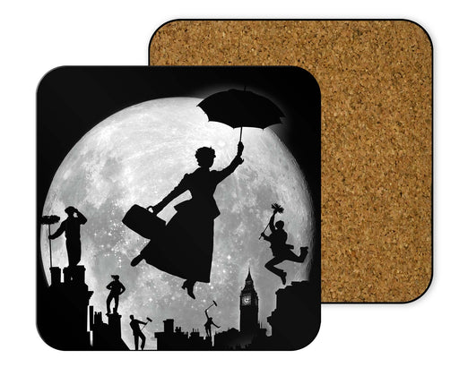 Full Moon Over London Rooftops Coasters
