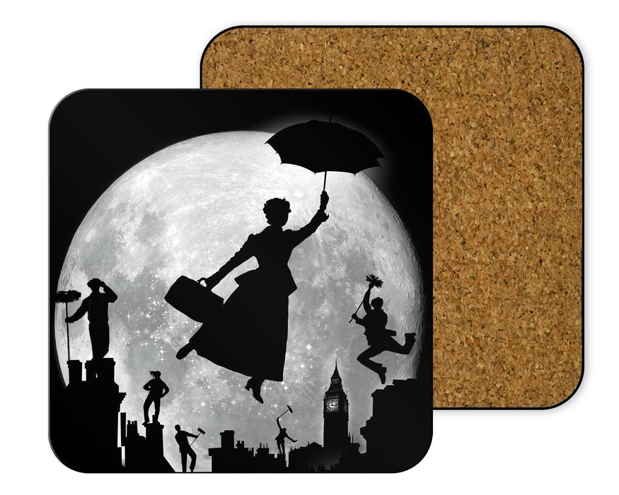 Full Moon Over London Rooftops Coasters
