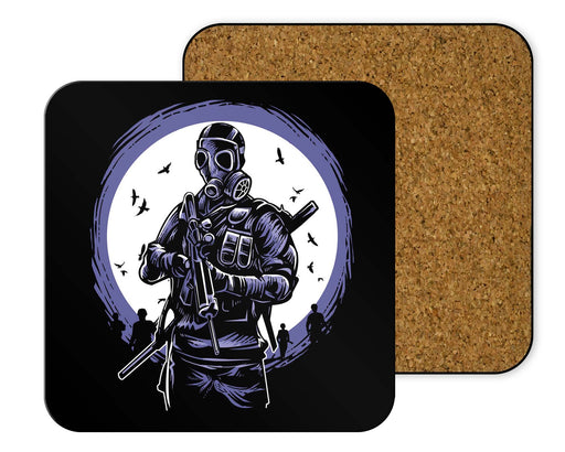 Gas Mask Soldier Coasters