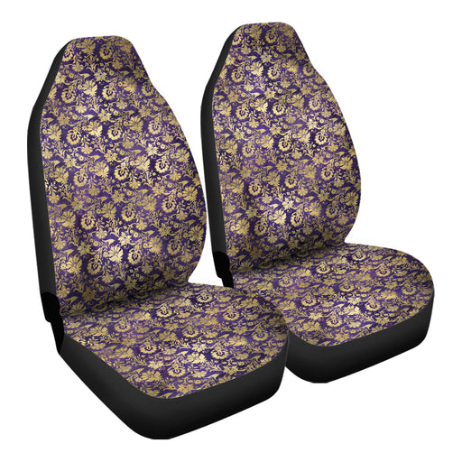 Golden Floral Pattern 10 Car Seat Covers - One size