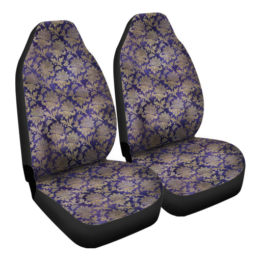 Golden Floral Pattern 11 Car Seat Covers - One size