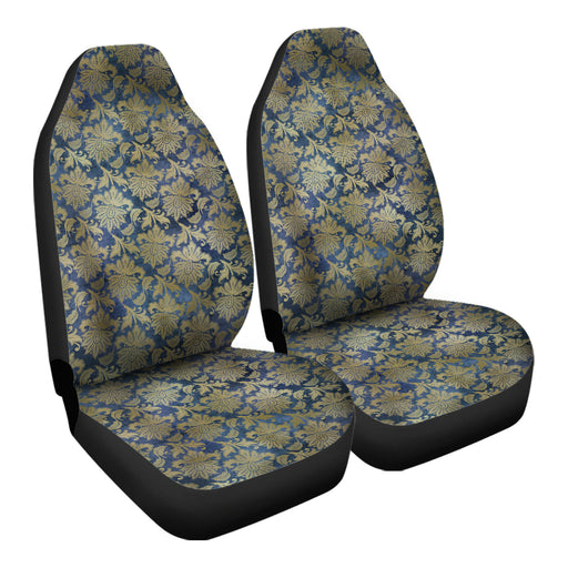 Golden Floral Pattern 13 Car Seat Covers - One size