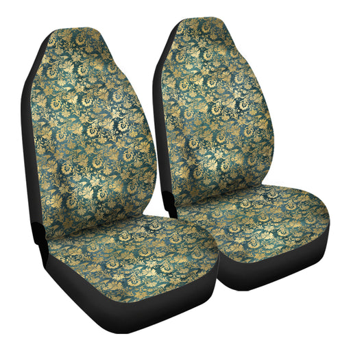 Golden Floral Pattern 14 Car Seat Covers - One size