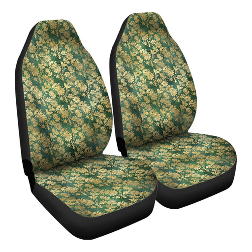 Golden Floral Pattern 15 Car Seat Covers - One size