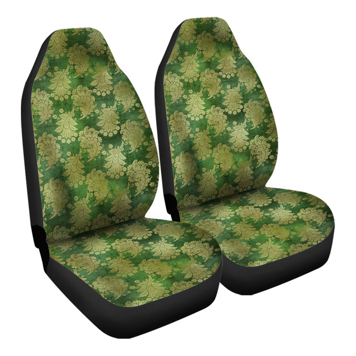 Golden Floral Pattern 16 Car Seat Covers - One size