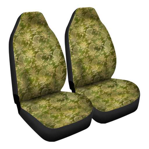 Golden Floral Pattern 18 Car Seat Covers - One size