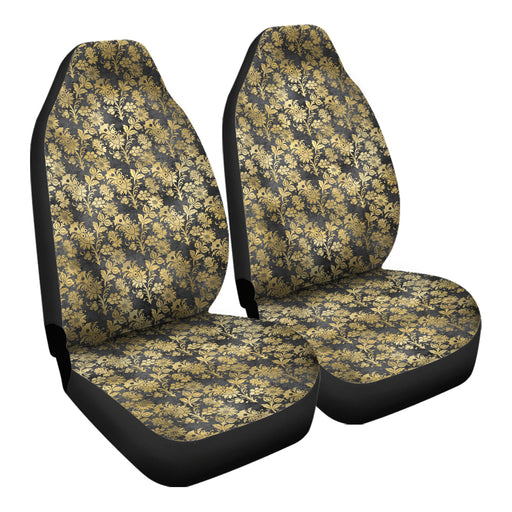 Golden Floral Pattern 2 Car Seat Covers - One size