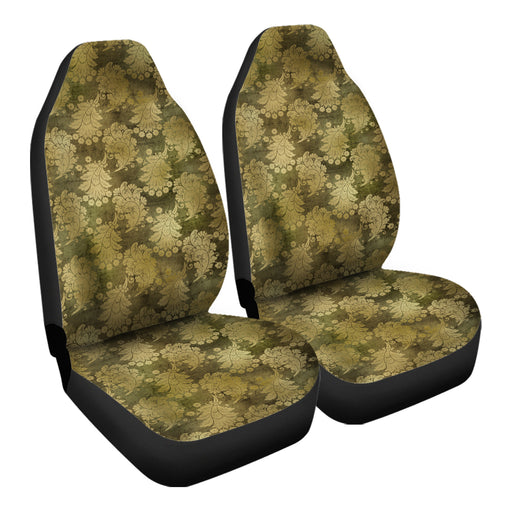 Golden Floral Pattern 3 Car Seat Covers - One size