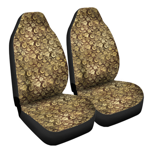 Golden Floral Pattern 4 Car Seat Covers - One size