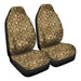 Golden Floral Pattern 4 Car Seat Covers - One size
