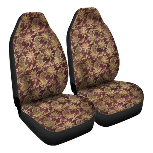 Golden Floral Pattern 5 Car Seat Covers - One size
