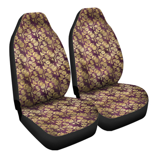 Golden Floral Pattern 6 Car Seat Covers - One size