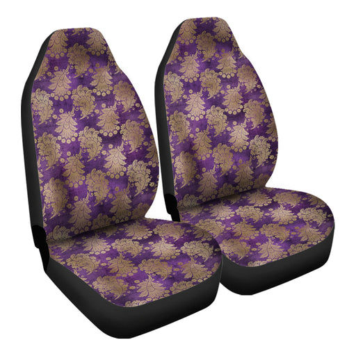 Golden Floral Pattern 8 Car Seat Covers - One size