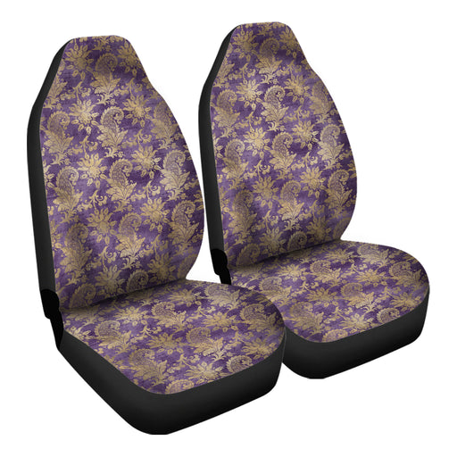 Golden Floral Pattern 9 Car Seat Covers - One size