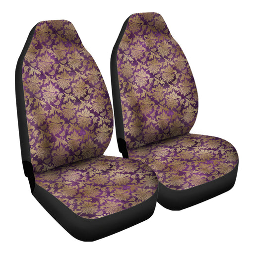 Golden Floral Pattern _x7 Car Seat Covers - One size