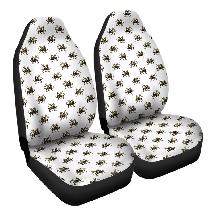 Heraldic Gold Pattern Griffins Car Seat Covers - One size