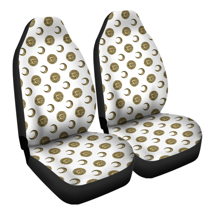 Heraldic Gold Pattern Suns And Moons Car Seat Covers - One size