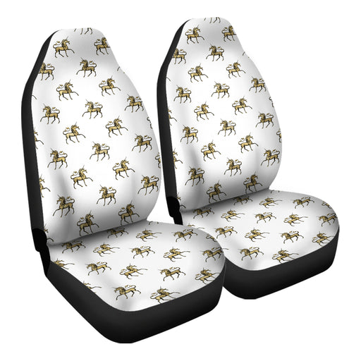 Heraldic Gold Pattern Unicorns Car Seat Covers - One size