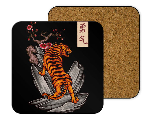 Japanese Tiger Courage Tattoo Coasters