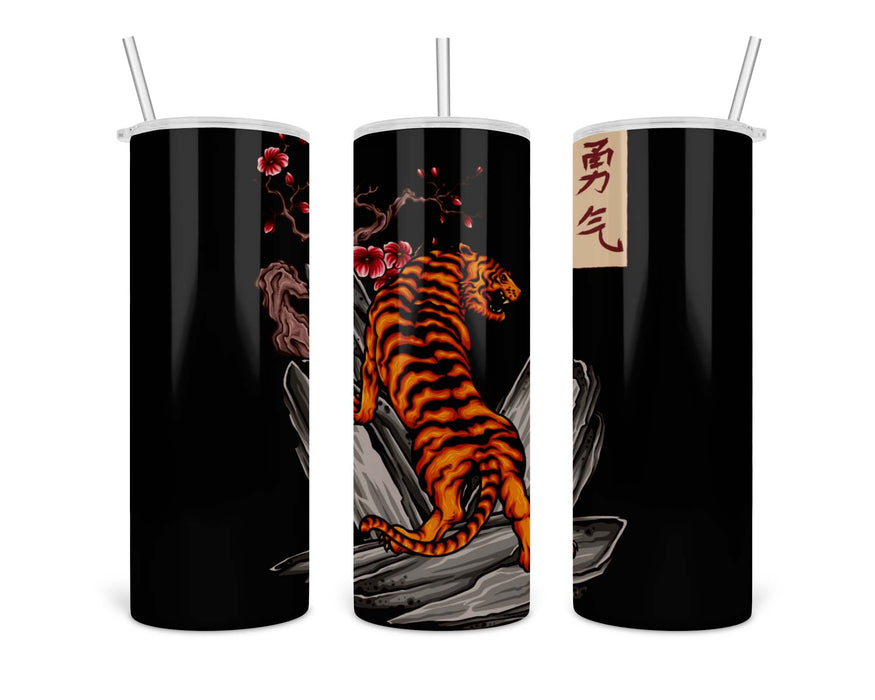 Japanese Tiger Courage Tattoo Double Insulated Stainless Steel Tumbler